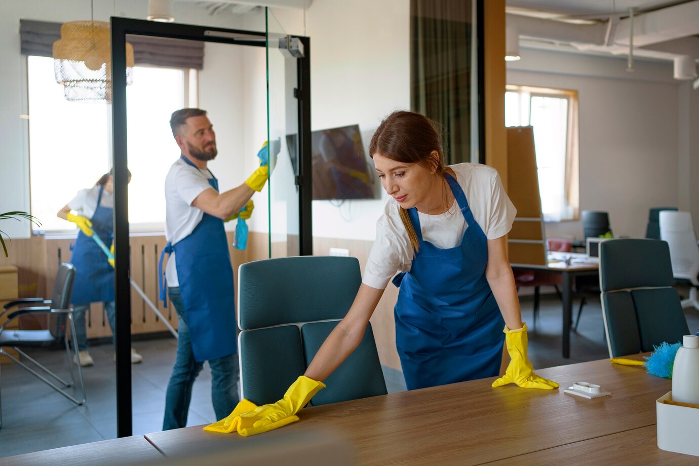 CleanPulse cleaning specialist preparing a room